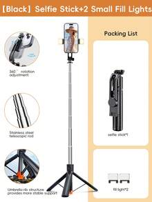 Palo de Selfie Extensible de 100CM con Trípode, Soporte para Teléfono y Control Remoto Bluetooth Desmontable, Rotación de 360°, Compatible con iPhone, Android y Smartphones - Soporte Ajustable y Ligero para Grabación de Video sin Manos, Fotos Grupales, Vlogging y Transmisión en Vivo, Diseño Portátil y Compacto - A - Ver 10
