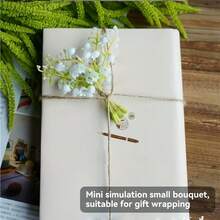 Mini Lily Of The Valley Bouquet 5 Stems/Bunch Mini Artificial Flowers Gift Photo Prop Wedding Decor Tabletop Ornament Packaging Decoration - White - View 5