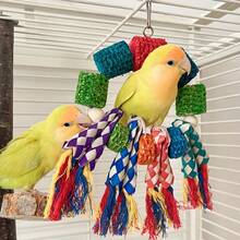 1pc Colorful Cotton Rope Tassel Corn Husk Woven Parrot Swing, Chewing & Boredom Relief Toy For Small To Medium Parrots - View 4