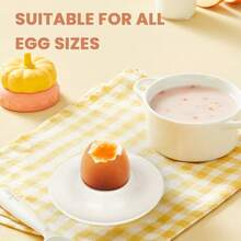 6-Pack White Plastic Egg Cups, Round Shape For Holding Soft-Boiled Eggs At Breakfast. Classic Design For Daily Breakfast Serving. - View 2
