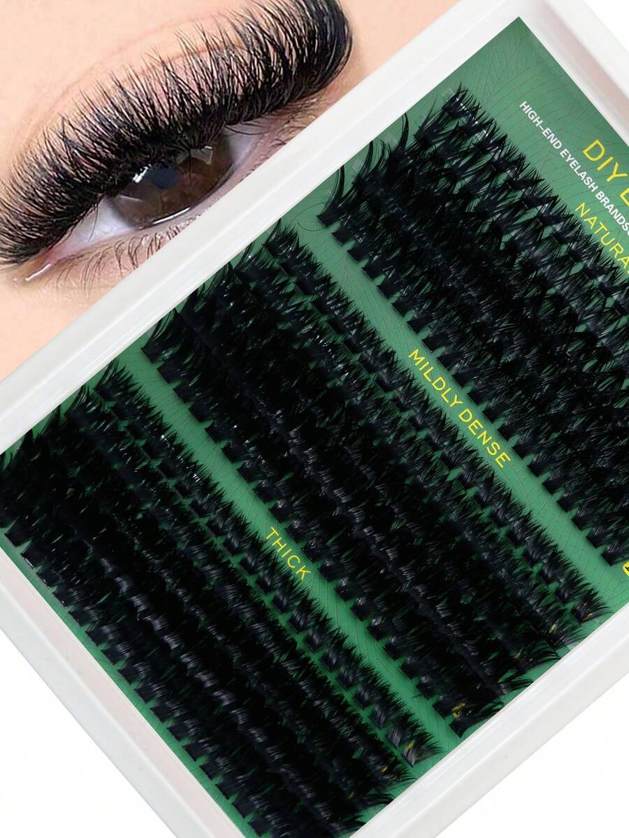 XSJ 270/290/300 Stück 10-16mm D Curl einlagige Cluster Kunstwimpern, 30D-100D gemischte dicke Wimpernverlängerungen, geeignet für Anfänger, tägliches, Feiertags- und Party-Make-up