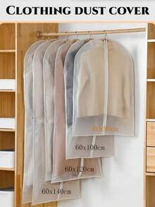 Dustproof Garment Cover, Household Transparent Dustproof Hanging Bag, Washable Clothes Dust Cover, Fully Enclosed Household Coat Suit Thick Garment Dust Cover - White - View 6