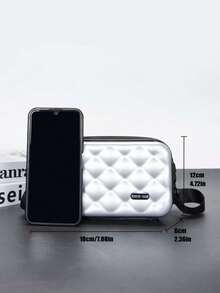 Bolso Bandolera Minimalista Mini con Diseño de Rombo, Carcasa Rígida de PVC Resistente al Agua, Casual y Versátil para Hombres - Plateado - Ver 3