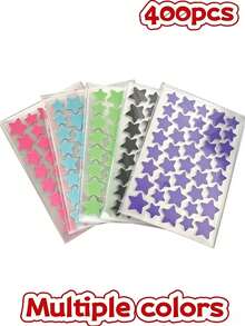 400pcs/10 Sheets Multicolor Macaron Cute Stickers, Cute Star Concealing Stickers, Colorful Star Stickers For Party Photo Decoration, Photography Props, Back To School Season - Multicolor - View 2