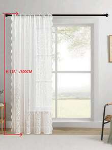 1pc/2pcs Embroidered Sheer Curtains, Floral Leaf Pattern, Rod Pocket, UV Protection, Breathable, Transparent, Polyester, Rod Pocket, No Lining, For Living Room, Bedroom, Dining Room - White - View 26