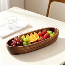 Elegant Acacia Wood Oval Serving Tray - Microwave , Multipurpose For Salad, Dessert, Fruit, Nuts And Snacks, Polished Surface - Perfect For Kitchen Decor And Tabletop Display, Christmas - 1Pcs - View 7