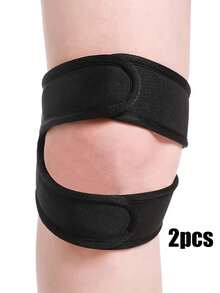 1pc/2pcs Adjustable Sports Knee Pads, Breathable Compression Knee Support, Suitable For Football, Basketball, Hiking, Cycling And Fitness - Black - View 11