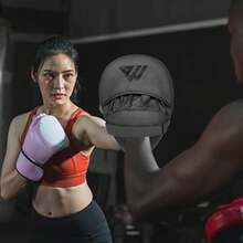 Boxing Pads For Training - Curved Mitts For MMA, Kickboxing, Karate, Sparring And Martial Arts - Matte Black Leather Muay Thai Punching Pads - Black - View 4