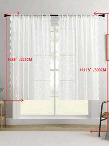 1pc/2pcs Embroidered Sheer Curtains, Floral Leaf Pattern, Rod Pocket, UV Protection, Breathable, Transparent, Polyester, Rod Pocket, No Lining, For Living Room, Bedroom, Dining Room - White - View 30