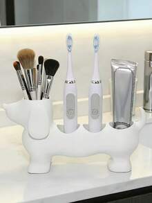 Dachshund Plastic Toothbrush Holder, Cute Multi-Functional Bathroom Storage Rack, Decorative Ceramic Storage Shelf, Suitable For Toothpaste, Electric Toothbrush And Bathroom Accessories - Multicolor - View 7