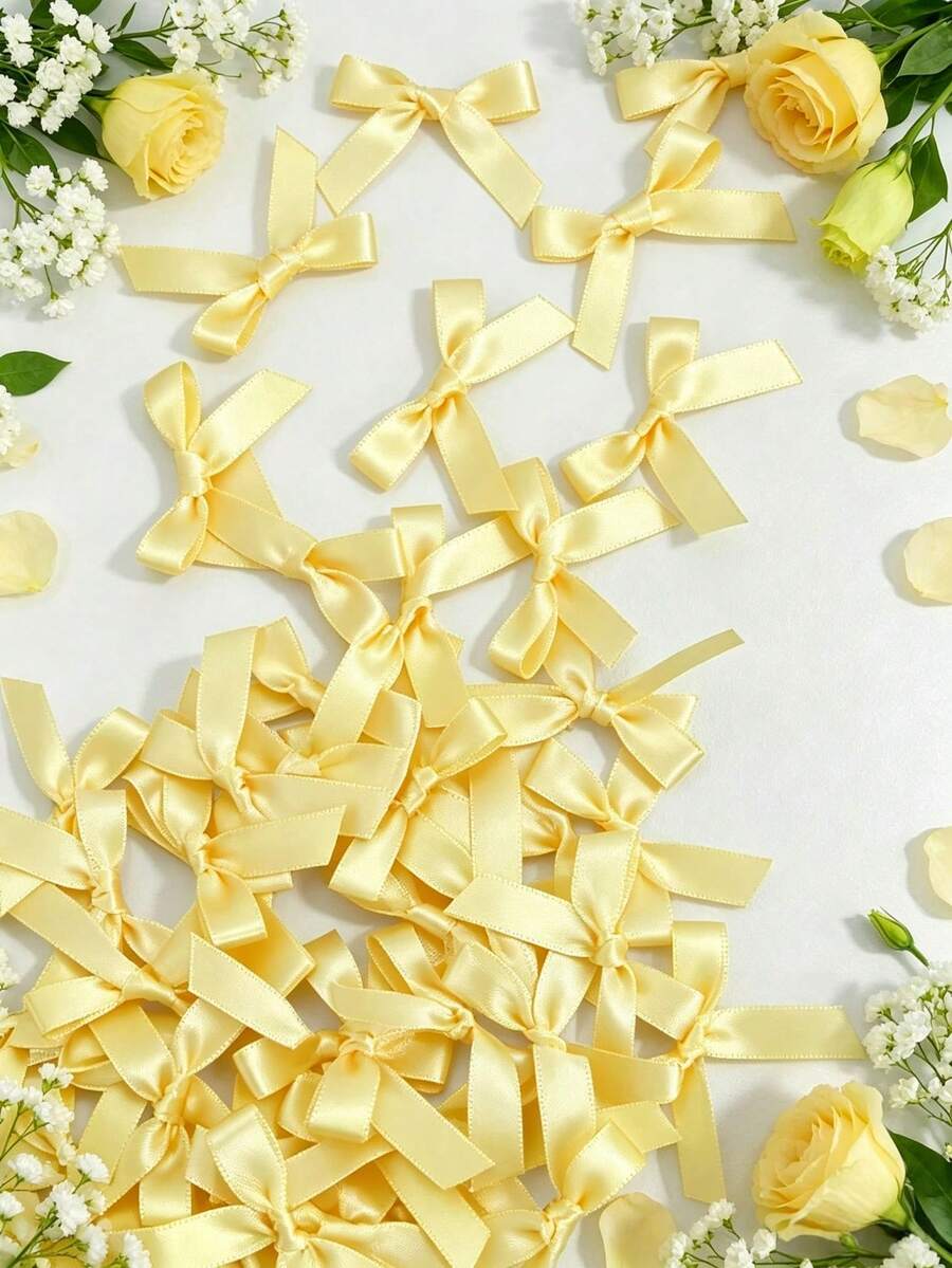 (50pcs/Pack, 100pcs/Pack) 4cm Ribbon Bows, Multiple Colors Available, Suitable For Gift Decoration And Hair Clip Headband Making, Valentine's Day Gift