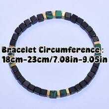 1pc Luxury Cube Malachite Men's Bracelet Contrast Color Wrist Accessory Daily Holiday Gift - Multicolor - View 4