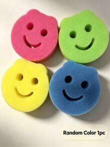 8/4/3/1pc Multi-Color Smiling Face/Flower Sponge, Surface Color Coded (Pink, Yellow, Green, Blue), With Hanging Hole. This Multi-Functional Household Cleaning Cloth Can Easily Meet Various Daily Cleaning Needs. - A - View 12