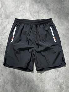 極簡 CleanFit 風格男士短褲，夏季側拉鍊口袋開衩鬆弛版百慕達短褲，百搭日常通勤、約會、購物、運動與健身 - 黑色 - 查看 3