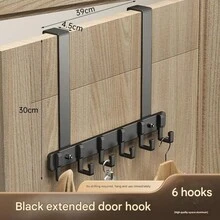 1pc Black Rectangular Over-The-Door Organizer Rack, Heavy Duty Storage Holder For Coats, Hats, Keys, Suitable For Bedroom, Bathroom, Entryway, Dorm, Rental Home, Minimalist Luxury Home Storage Solution - Black - View 14