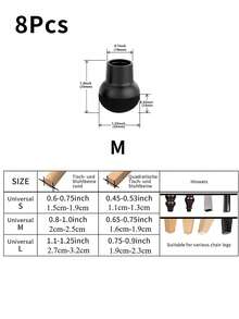 8pcs Solid Wood Floor Chair Leg Protectors, With Felt Pads, Cup-Shaped Leg Caps To Protect Wooden Furniture Legs - Black - View 11