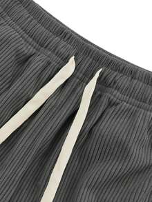 Hidkat Men's Spring/Summer Lightweight Capri 3/4 Pants With Drawstring Pockets, Corduroy, Suitable For Outdoor, Casual, Daily, Work, Vacation - Grey - View 5