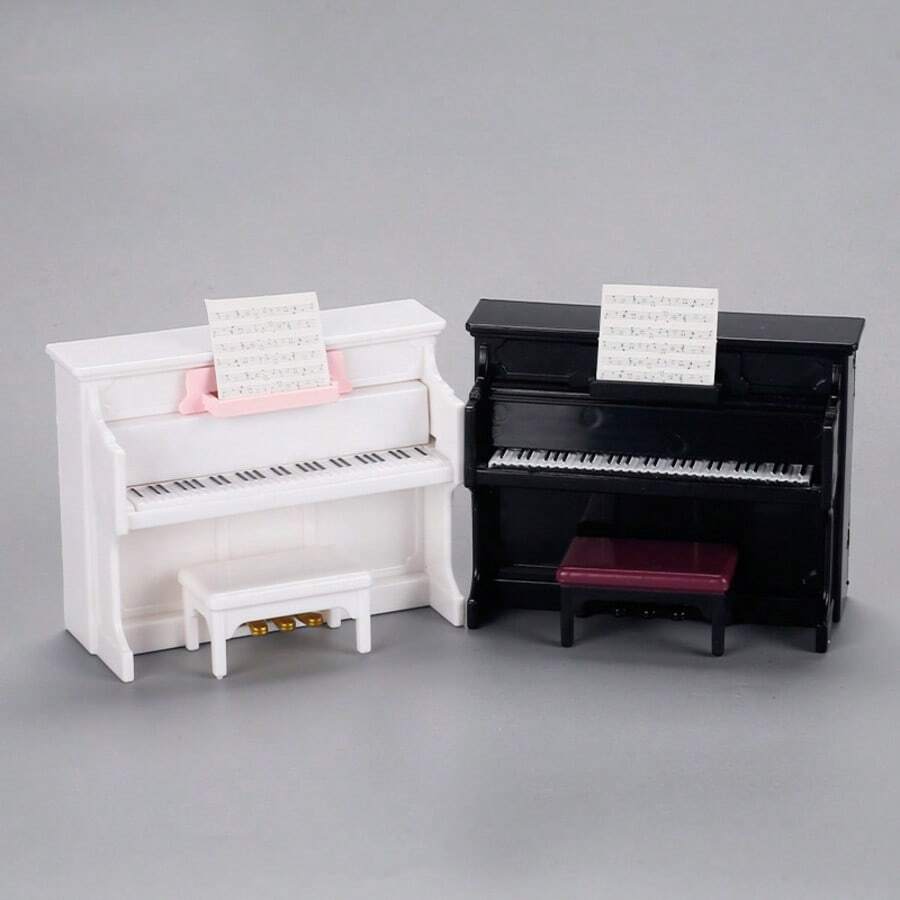 Miniature Piano Instrument Model For Pretend Play, Tiny Dollhouse Scene DIY Shooting Prop, Random Accessory Colors - Multicolor - View 1