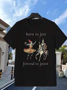 Lustiges T-Shirt "Orn to Jest Forced to Joust" - Mittelalterliches Design, bequem und atmungsaktiv für Sport und Freizeitausflüge - Schwarz - Übersicht 7