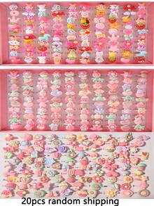 20pcs Kids Cartoon Rings - Great For Parties, Gifts And Daily Entertainment, Random Styles & Colors - Multicolor - View 7