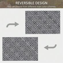 182 X 274 Cm 6x9ft Outdoor Rug Reversible Mat Plastic Straw Rug Portable RV Camping Mat For Garden Deck Picnic Indoor, Black And White - T0001-01-5631 - View 7
