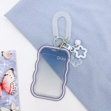 Transparent Matte Style Soft And Hard Shell Card Holder For Student ID, Bus Card, Campus Card, HP Photo Paper, Star Pendant With Retractable Spring Coil Star Pendant, Multi-Purpose Bag Keychain - Vertical Style - View 11