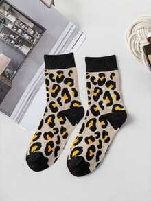 5/1 Pair Women's Socks, Soft And Comfortable Fashion Leopard Print Knee-High Socks For Summer, White Socks Suitable For Daily Sports And Fashion Matching - Multicolor - View 7