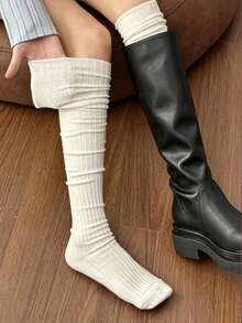1 Pair Vertical Striped Slouchy Over-The-Knee Socks, Matching Long Boots Socks, JK Fashion Girl Style, Y2K Style, Daily Wear - Multicolor - View 7