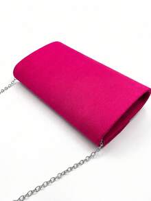 Noctella Rose Red Women's Velvet Evening Clutch, Formal Party Handbag With Chain Shoulder Strap - Hot Pink - View 4