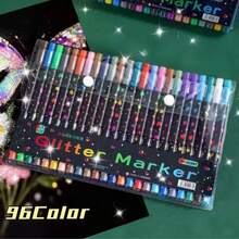 48/24/2 Colors Dual-Tip Glitter Pens, Quick-Drying Ink, Fine Tip, Suitable For Scrapbooking, Card Making, Planner, This 24-Color Dual-Tip Glitter Pen Set Is An Ideal Choice For Artists And Crafters - Sets - View 1