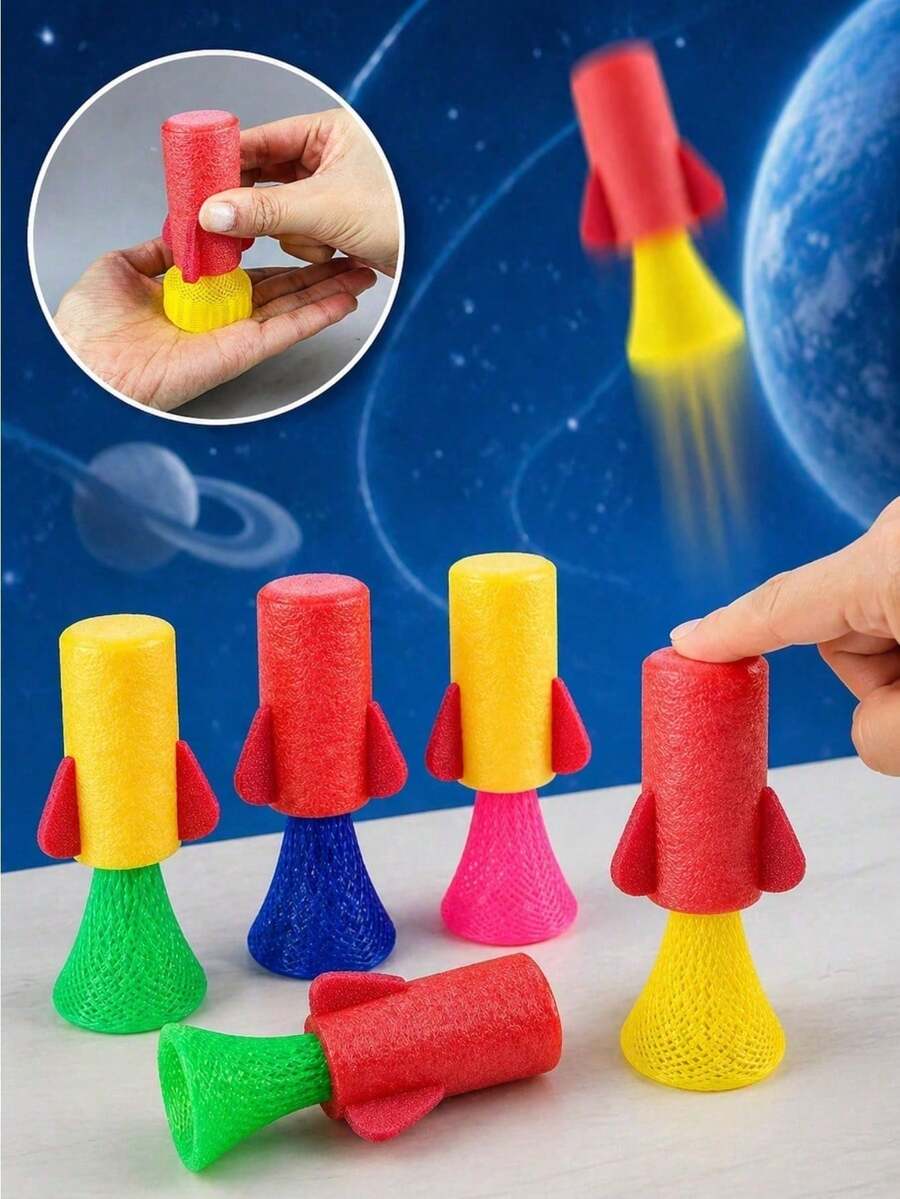 20/10/5/2/1pc Colorful Foam Rocket Launchers, Space Themed Rocket Slingshots, Interactive Flying Rocket, Mini Rocket Launcher Party Supplies, Birthday Party Favor Fillers, Carnival Prizes, Christmas & Halloween Celebration Presents(Random Color) - Multicolor - View 1