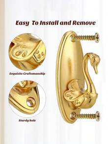 2pcs Swan-Shaped Vintage Metal Wall Hooks,Hooks, Curtain Hooks, Traditional Style, Easy-To-Install Fasteners,Animal Shape Hook, Curtain Decoration Accessories, Decorative Wall Hanging Hooks, Wall Decorations, Wall Mounted Coat Hooks, Hooks, - Multicolor - View 7