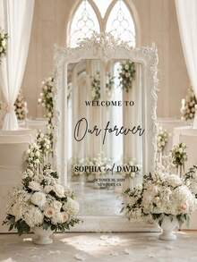 客製化婚禮歡迎牌 婚禮鏡面貼紙 Welcome To Our Wedding 乙烯基字母貼紙 可移除 Our Love Story 貼紙 婚禮標示牌 客人貼紙 接待用品 - 彩色 - 查看 3