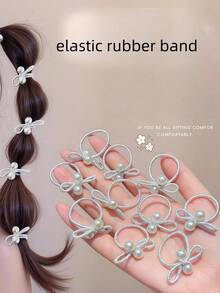 10pcs/Set Girls Hair Accessories Sweet Silver & Colorful Bow Hair Ties Small Elastic Bands Cute Hair Accessories, Suitable For Braiding Or Hair Volume For Young Girls - Multicolor - View 2