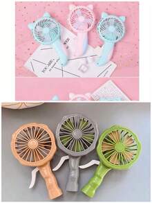 Cute Cartoon Hand-Pressed Mini Fan, Portable Manual Hand-Crank Handheld Fan, No Battery Required Pocket-Sized Hand Fan, Suitable For Outdoor Travel - A - View 3