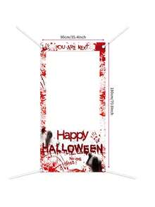 Halloween Party Photography Background, Halloween Theme Photo Frame Decoration, Photo Booth Backdrop With Blood Hand Design, For Halloween Party Supplies, Holiday Party Background Decor, Indoor Outdoor Party Decor, Horror Atmosphere Party Decoration - Terrifying Handprint - View 6