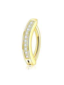 1pc Curved Smooth Bar Zirconia Navel Piercing Jewelry Body Piercing Stud - Multicolor - View 6