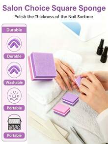 400/300/200/100/50pcs Double-Sided Nail Polishing Files, Mini Sponge Blocks For Nail Grooming And Polishing - Multicolor - View 4