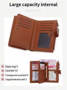 FOREVER MIYIN Solid Color RFID Bifold Wallets For Women, Minimal Hand Clutch Coin Purse Snap Multi Card Zipper Document Purse Daily Casual Essentials - Multicolor - View 8