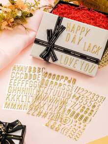 3 Sheets, Total 170pcs 3D Gold Metal Letter & Number Stickers, Self-Adhesive, Suitable For DIY Crafts, Scrapbooking, Stationery, Back To School, Handmade Gifts, Greeting Cards, Logos, Party Decorations And More - Multicolor - View 9
