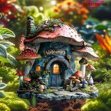 Acrylic Fairy Garden Yard Stake Decor 2D Flat Printed Glowing Treehouse Outdoor Decoration Waterproof Lawn Decor Cottage With Light Magic Patio Path Flower Bed Home Art Best Gift For Mothers Grandmothers Women Spring Summer Suitable For Christmas Halloween And Year-Round Decoration - Mushroom Treehouse - View 7