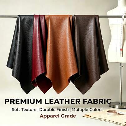PIN 1 Roll High-Quality Vintage Super Soft PU Leather Fabric, Soft Leather Material For Autumn/Winter Leather Jacket, Skirt, Coat Making, Soft And Durable, Fine Wrinkled Soft Leather Fabric For Clothing, Bags, Handmade DIY Leather Jacket, Leather Skirt, Coat, Clothing, Bag Cutting Material