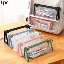 1pc Transparent Pencil Case Marker Bag Multi-Function Travel Makeup Bag With Zipper, Exam Pencil Storage Bag Stationery Toiletries Organizer, Suitable For Students Adults Teenagers - Transparent Version - View 1
