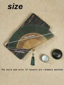 1/2pcs Foldable Handheld Fan With Tassel, Suitable For Outdoor Travel, Dance Performance, Cheongsam Matching, Photography Props, Etc. - Multicolor - View 9