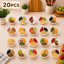 5/10/20 Sets 10pcs Reusable Snack Boxes With Lids, 3-Compartment Design, For Storing Small Reusable Condiment Containers - Transparent - View 4