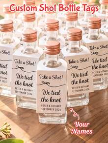 1/10/20/40/60/90件客製化婚禮酒瓶標籤：喝一杯，我們結婚了，客製化迷你酒瓶標籤，文字完全可自訂，個性化婚禮伴手禮，訂婚派對與彩排晚餐伴手禮，非常適合個性化婚禮伴手禮 - 多色(酒瓶掛牌) - 查看 11