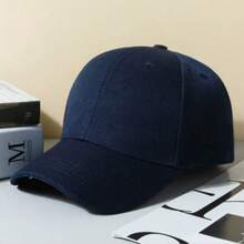 1pc Men's Solid Color Daily Wear Baseball Cap - Navy Blue - View 4
