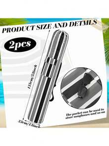 JZGZR 2 Pcs Beach Storage Bag Foldable Waterproof Beach Bag Umbrellas With Wide Padded Shoulder Strap Molded Carry Handle Summer Stripe Patio Storage Carrying Covers(Black And Gray) - Black and Gray - View 6