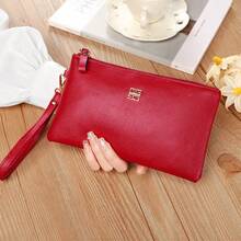 Women's Long Leather Zipper Minimalist Large Capacity Clutch Handbag, Slim Phone Wallet, Long Coin Purse - Multicolor - View 8