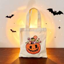 1/5/10pcs Reusable Halloween Trick Or Treat Bags With Handles, Pumpkin Ghost Skeleton Bat Spider Black Cat Little Devil Lantern Patterns, Halloween Theme Party Snack Candy Storage Bags, Trick Or Treat Small Batch Multi-Piece Set - View 39